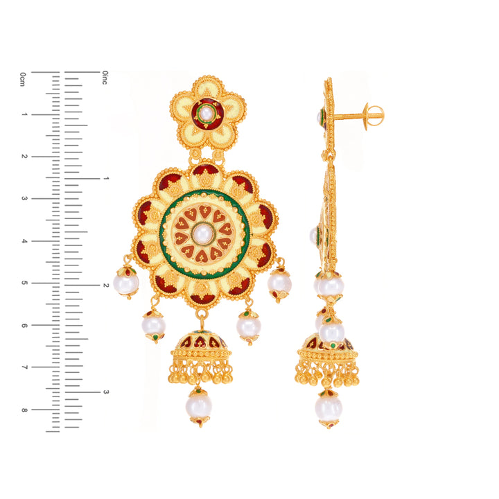 Endearing Minakari Choker Set With Pearl in 22K Gold