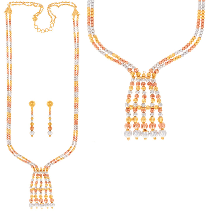 Enchanting Three tone Patta Haarm in 22K Gold