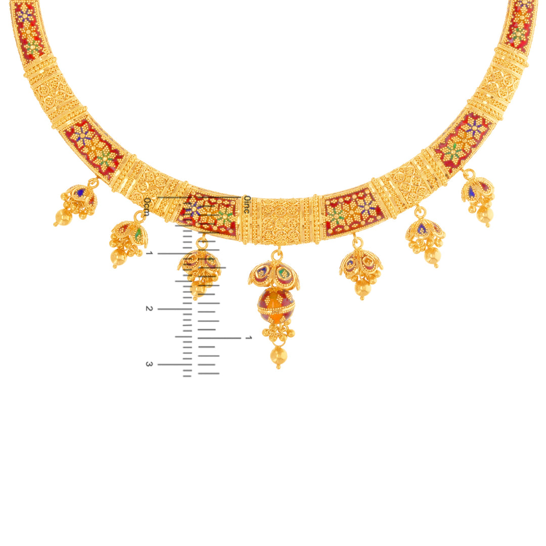 Artistic Minakari Hansli Necklace Set in 22K Gold