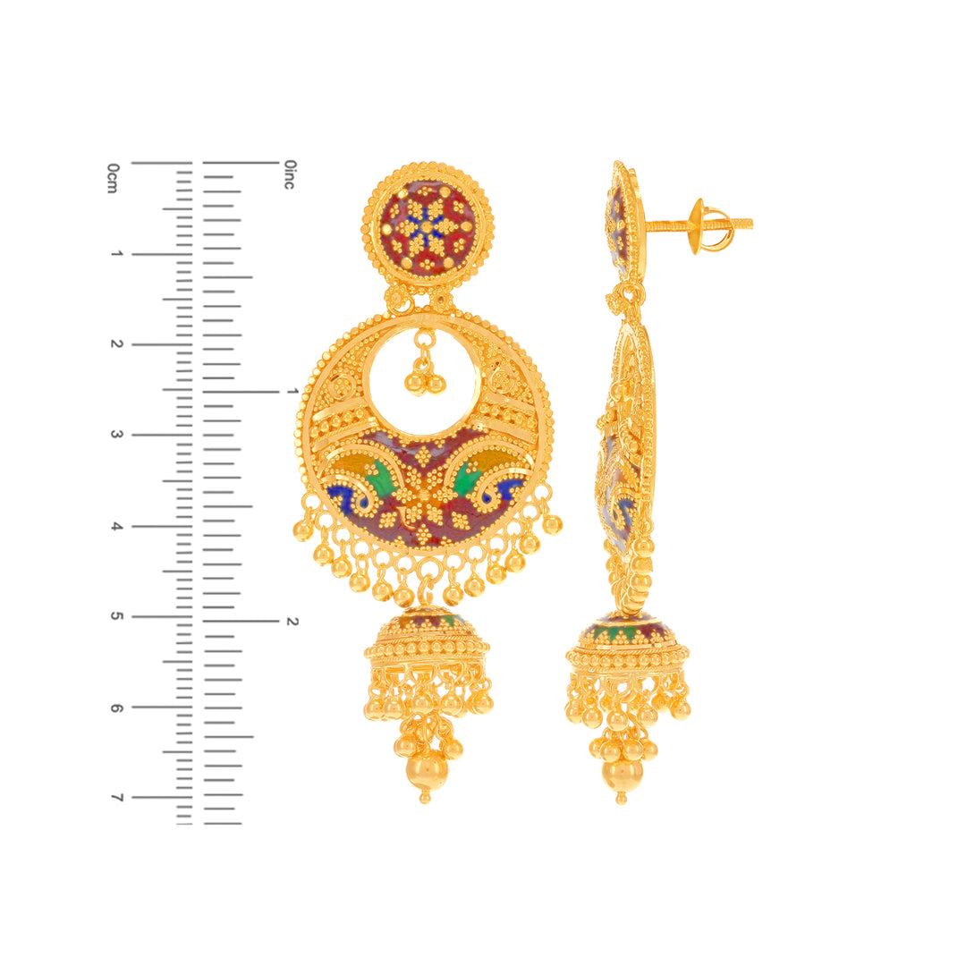 Artistic Minakari Hansli Necklace Set in 22K Gold