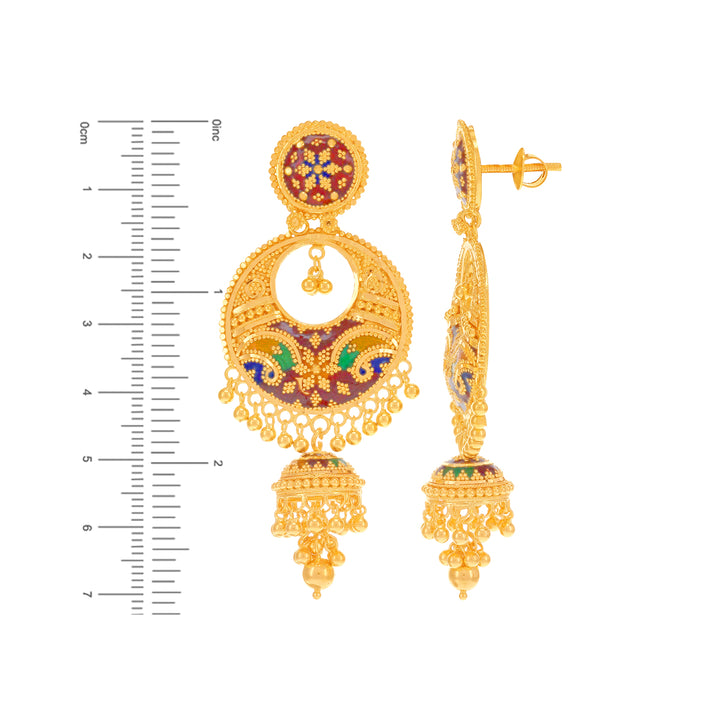 Artistic Minakari Hansli Necklace Set in 22K Gold