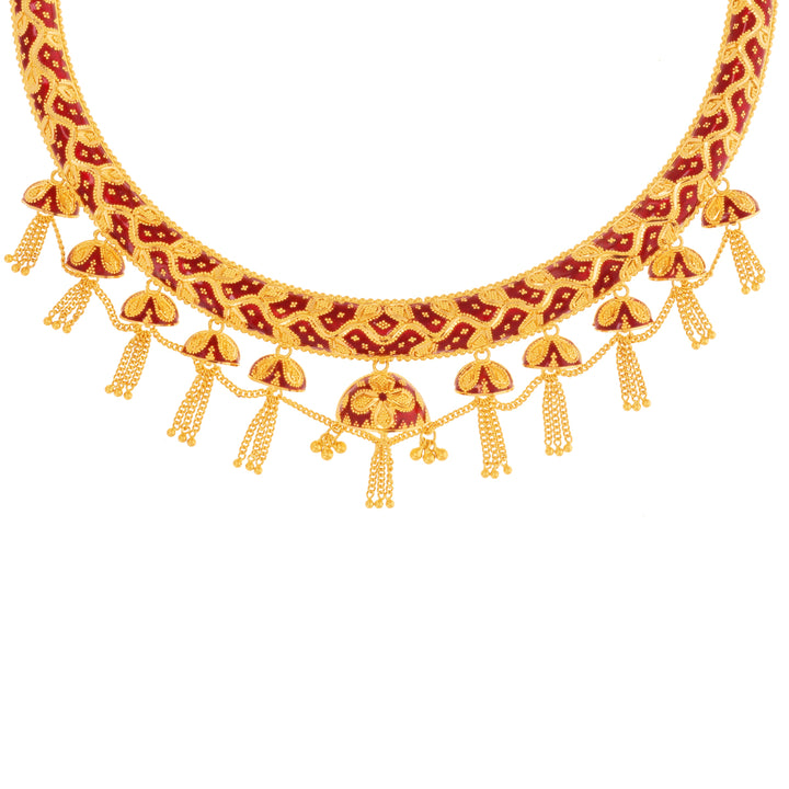 Enchanting Minakari Hansli Necklace Set in 22K Gold