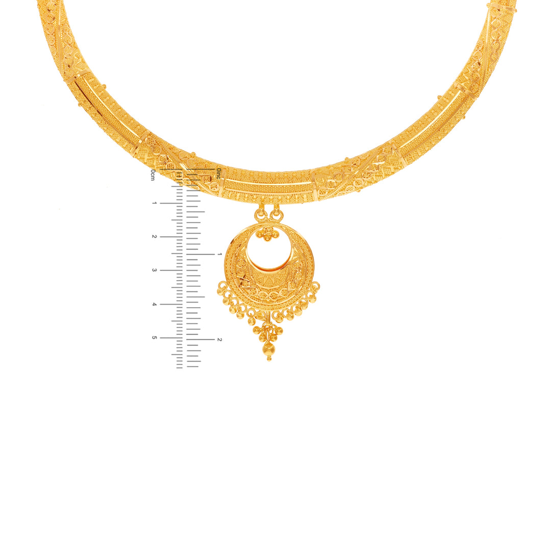 Reversible Three tone Hansli Necklace Set in 22K Gold
