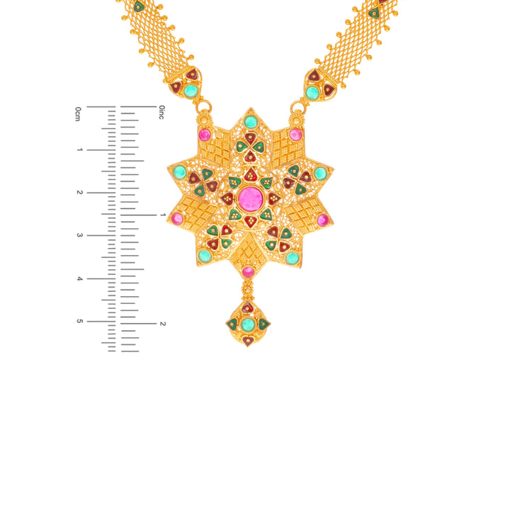 Artistic Minakari Patta Haarm With Gemstones in 22K Gold