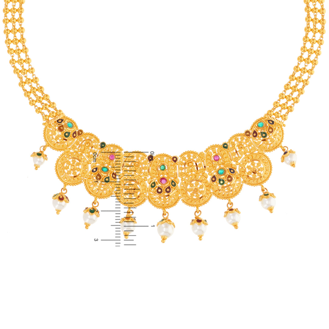 Artistic Minakari Necklace Set With Gemstones in 22K Gold