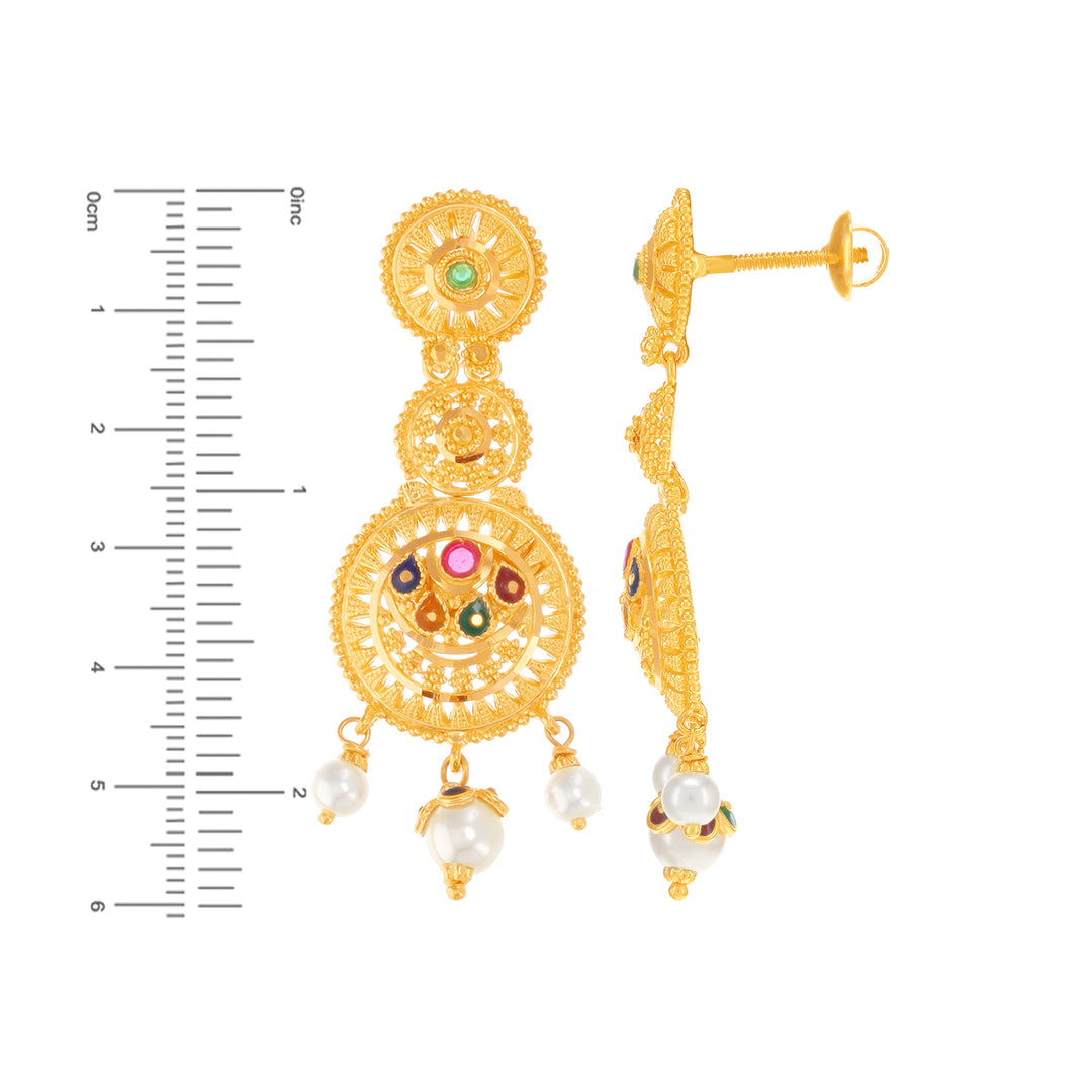 Artistic Minakari Necklace Set With Gemstones in 22K Gold