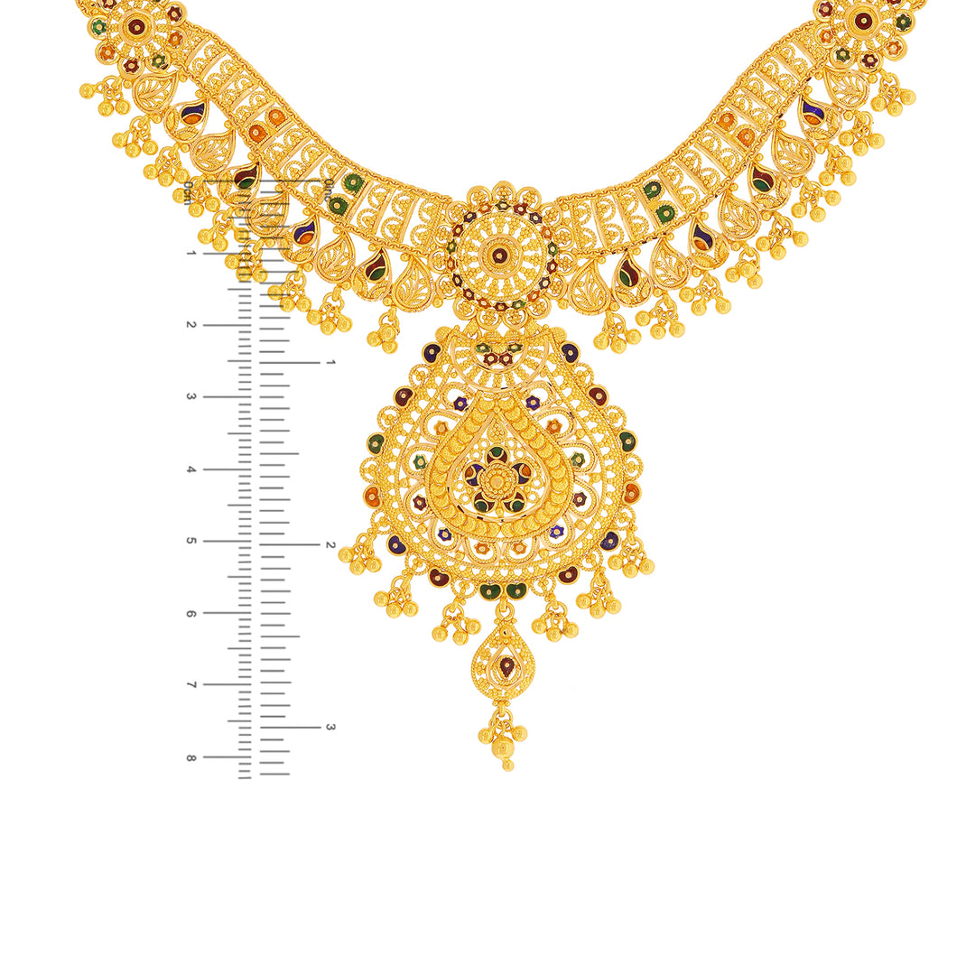 Alluring Necklace Set With Minakari in 22K Gold