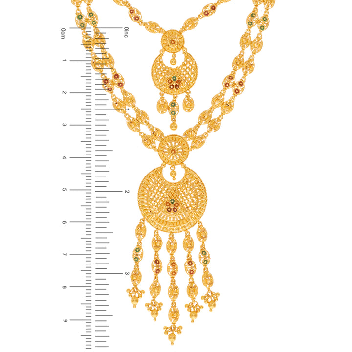 Delightful Minakari Paata Haaram in 22K Gold