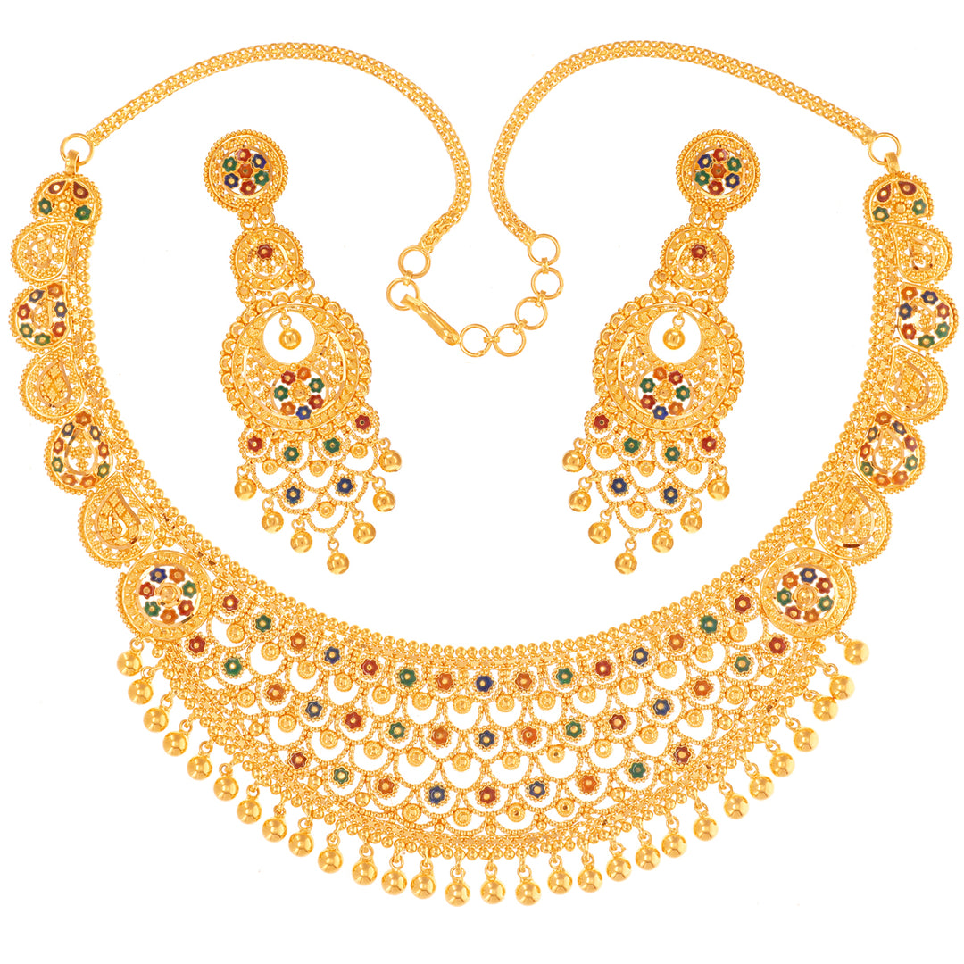 Mesmerizing Minakari Necklace Set in 22K Gold