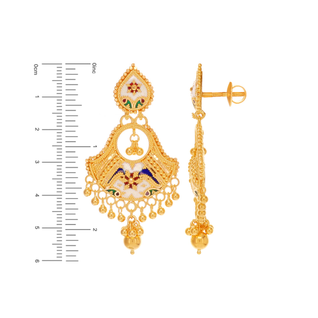 Beautiful Minakari Hansli Necklace Set in 22K Gold