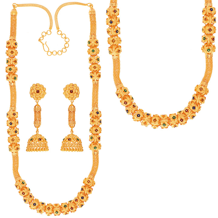 Stunning Minakari Paata Haaram in 22K Gold