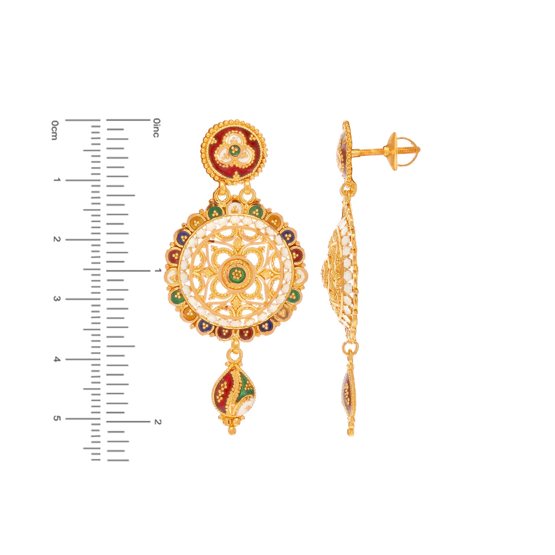 Artisan Minakari Hansli Necklace Set in 22K Gold