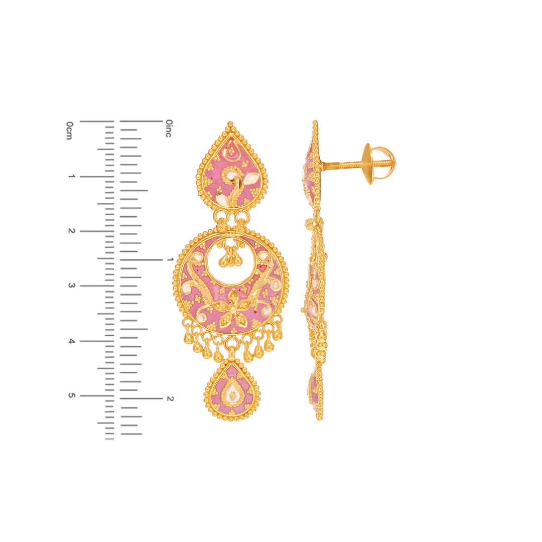 Intriguing Minakari Hansli Necklace Set in 22K Gold