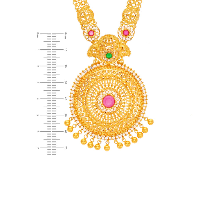 Charming Paata Haaram With Gemstones in 22K Gold