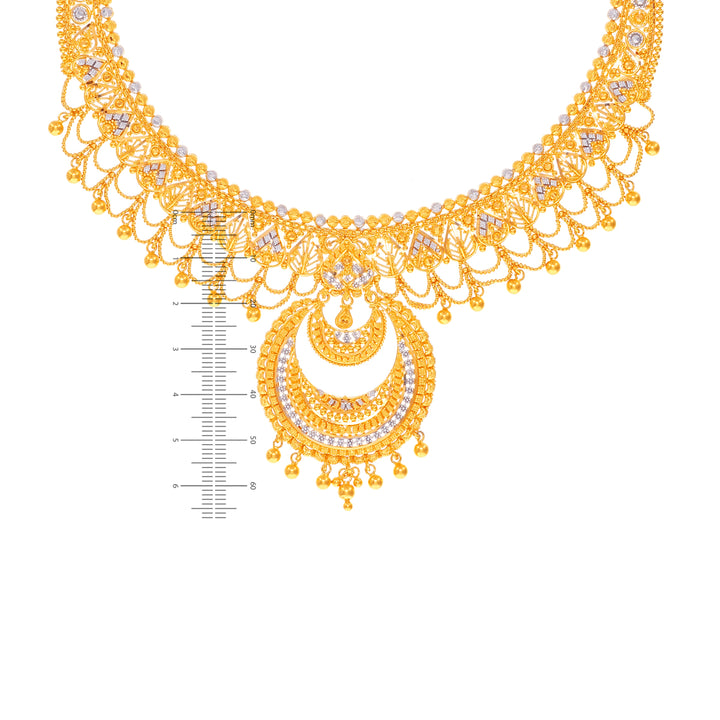 Artistic Two tone Necklace Set in 22K Gold