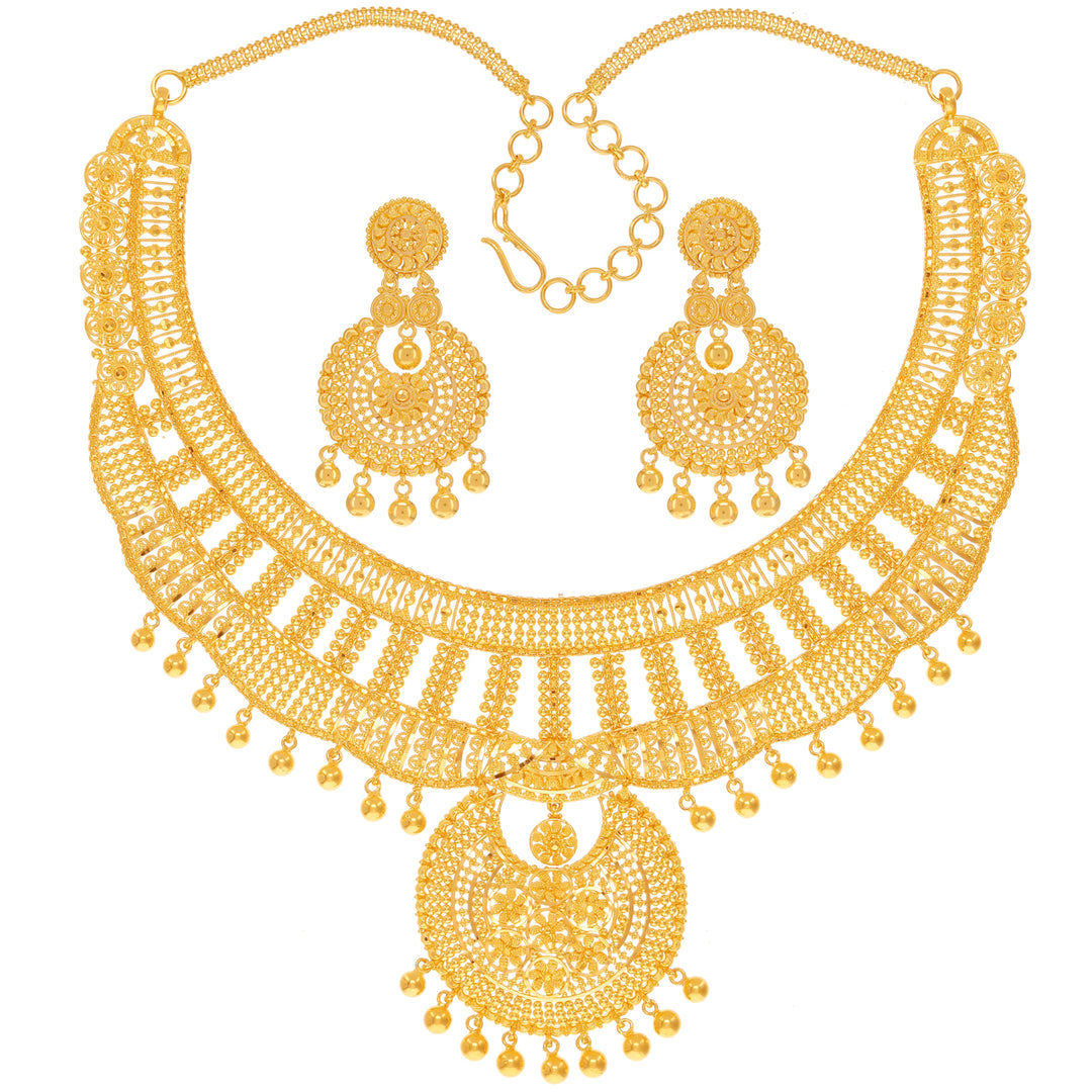 Artistic Necklace Set in 22K Gold