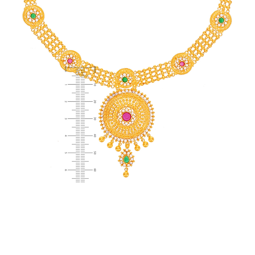 Enchanting Necklace Set With Gemstones in 22K Gold