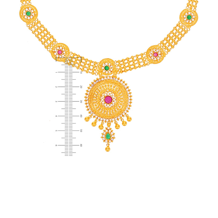 Enchanting Necklace Set With Gemstones in 22K Gold