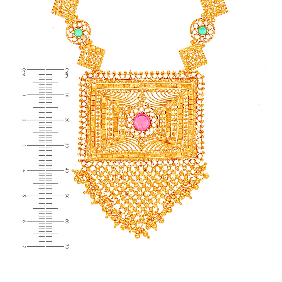 Attractive Paata Haaram With Gemstones in 22K Gold