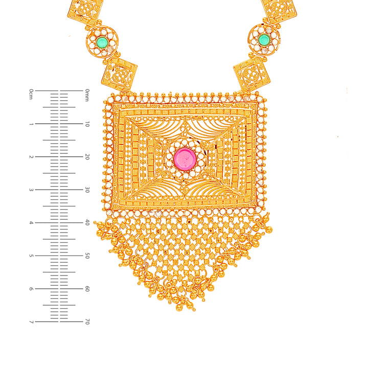 Attractive Paata Haaram With Gemstones in 22K Gold