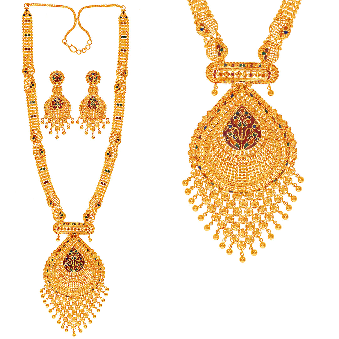 Captivating Minakari Paata Haaram in 22K Gold