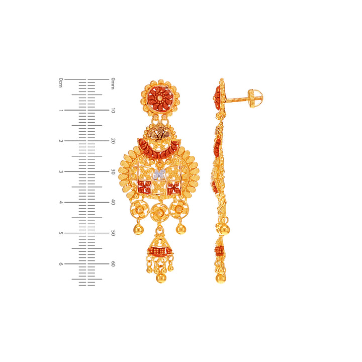 Precious Three tone Paata Haaram in 22K Gold