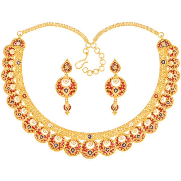 Gorgeous Minakari Necklace Set in 22K Gold
