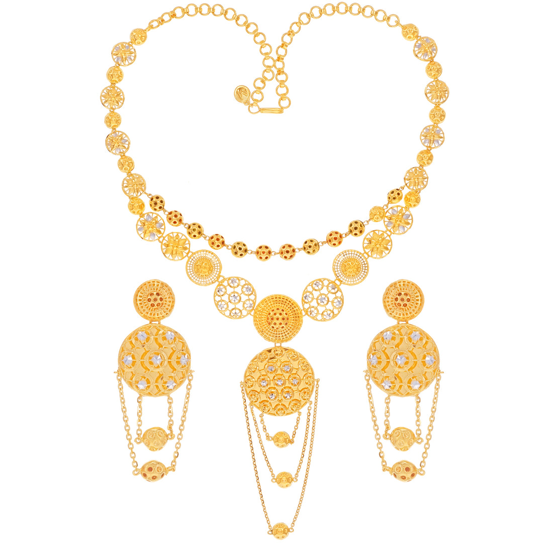 Charming Two tone Necklace Set in 22K Gold