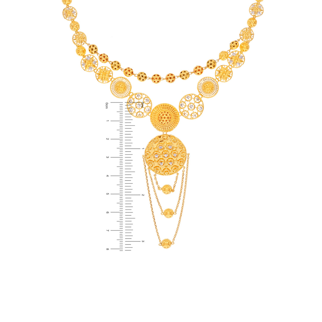 Charming Two tone Necklace Set in 22K Gold