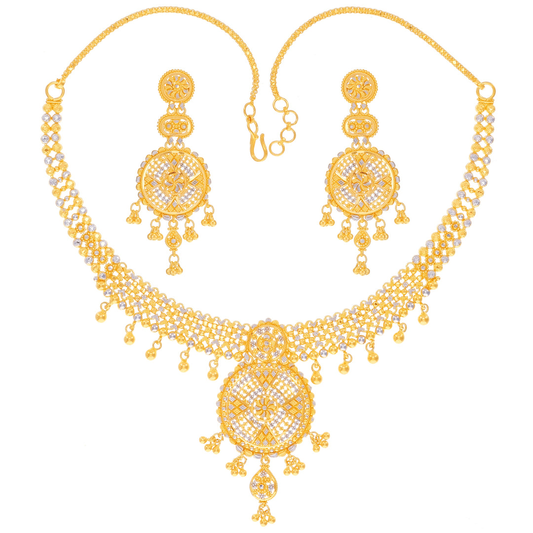 Precious Two tone Necklace Set in 22K Gold