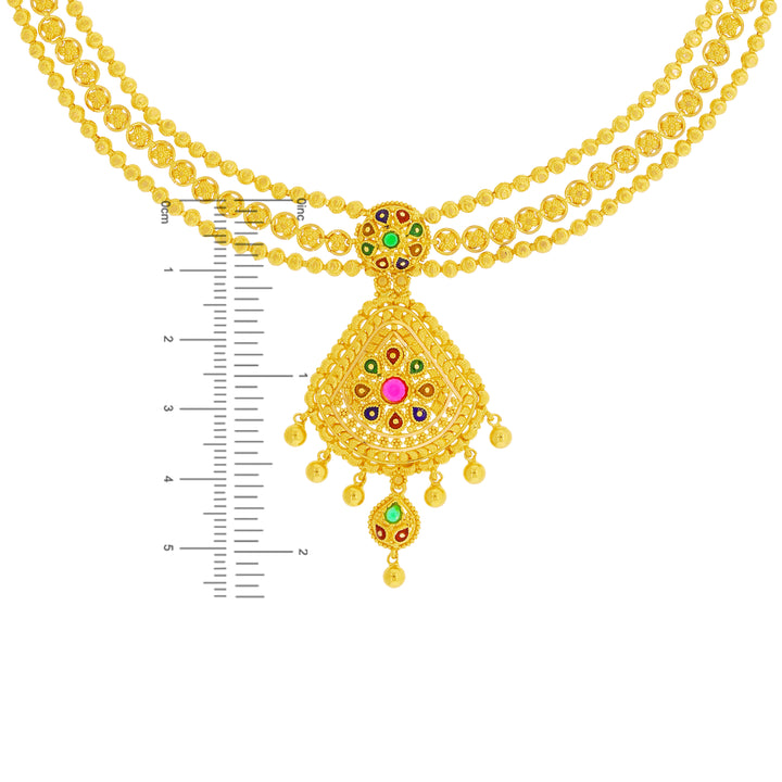 Minakari Necklace Set with Gemstones in 22K Gold