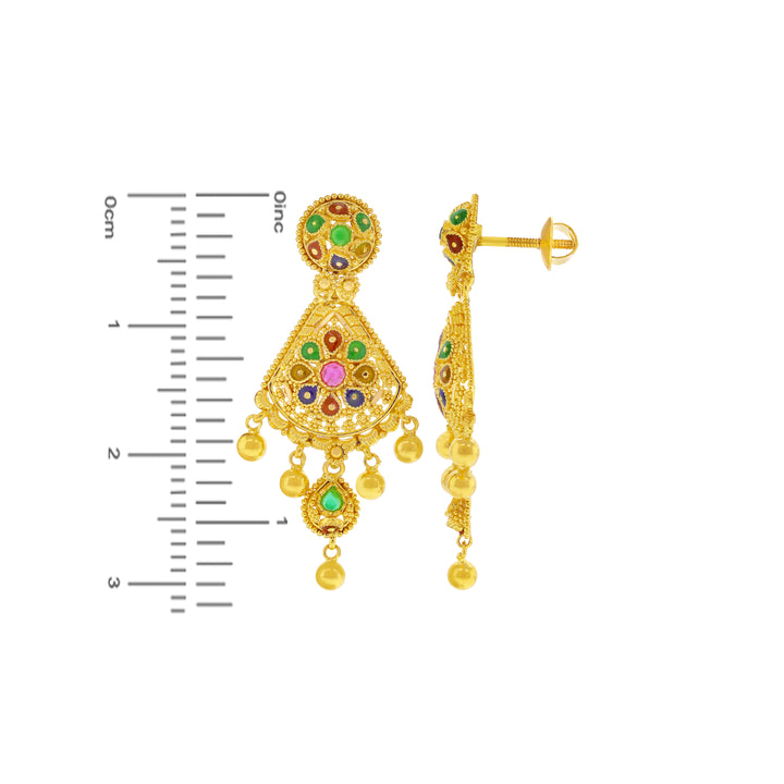 Minakari Necklace Set with Gemstones in 22K Gold