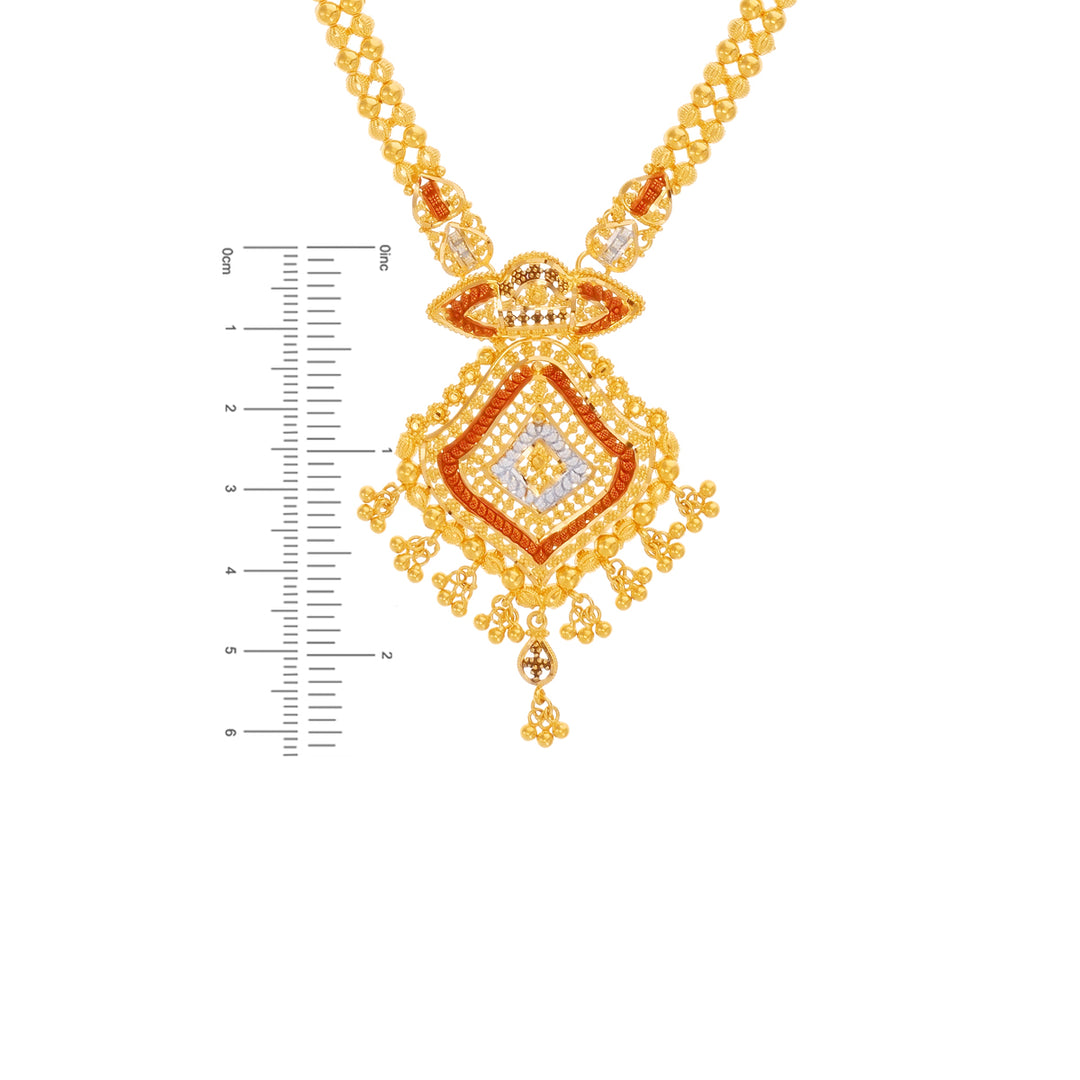 Mesmerizing Three tone Patta Haaram in 22K Gold