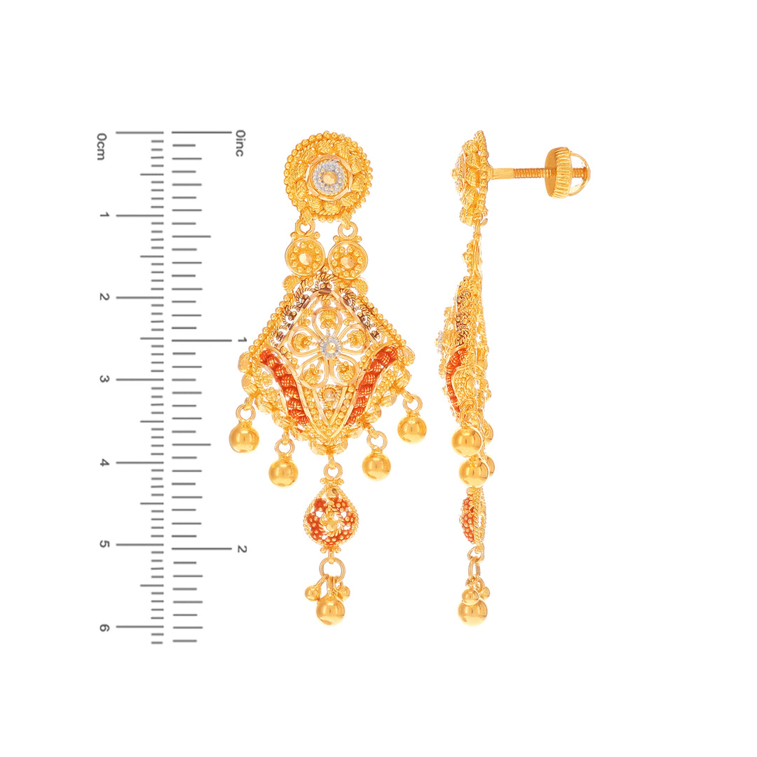 Lovely Three tone Necklace Set in 22K Gold