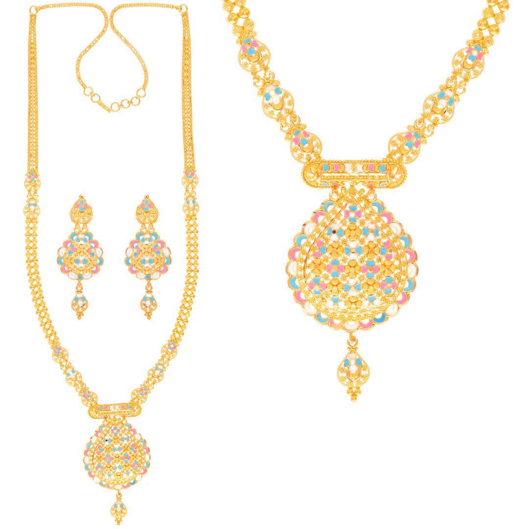 Gorgeous Minakari Paata Haaram in 22K Gold