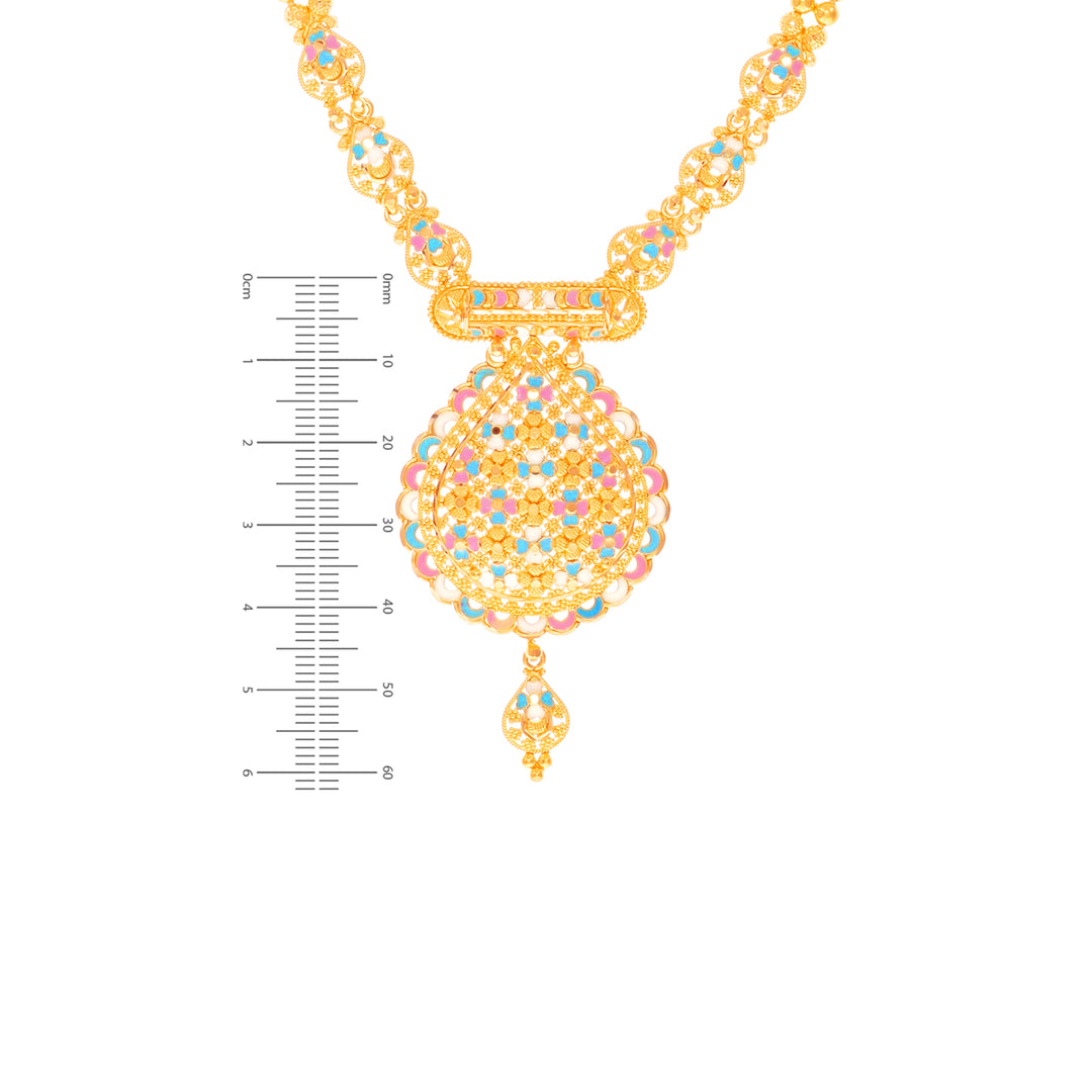 Gorgeous Minakari Paata Haaram in 22K Gold