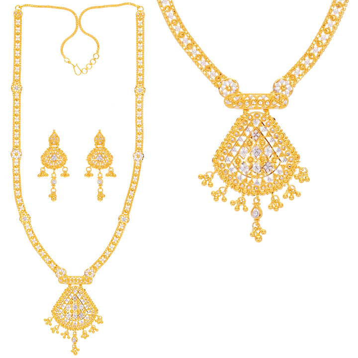 Ravishing Two tone Paata Haaram in 22K Gold