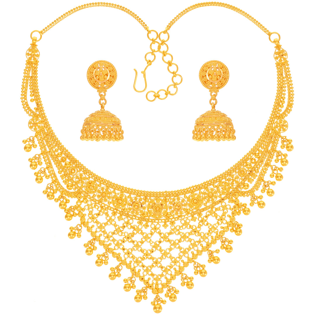 Glamorous Necklace Set in 22K Gold