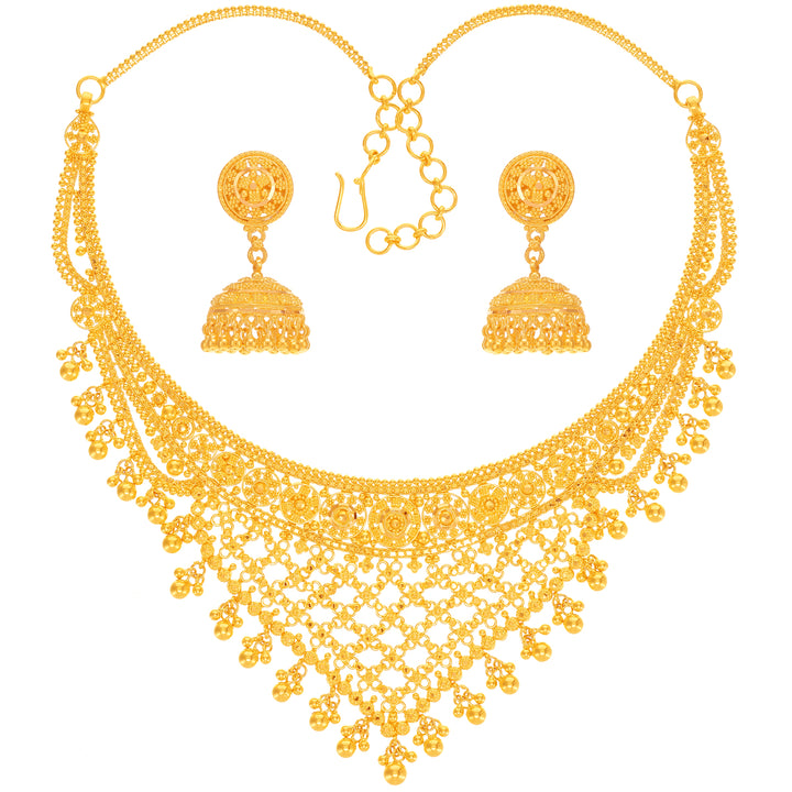 Glamorous Necklace Set in 22K Gold