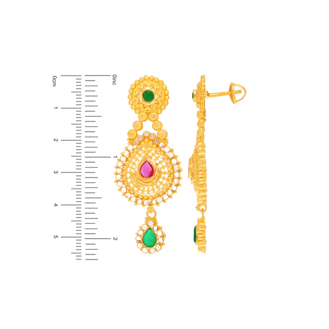 Fascinating Necklace Set With Ruby Emerald & Polki in 22K Gold