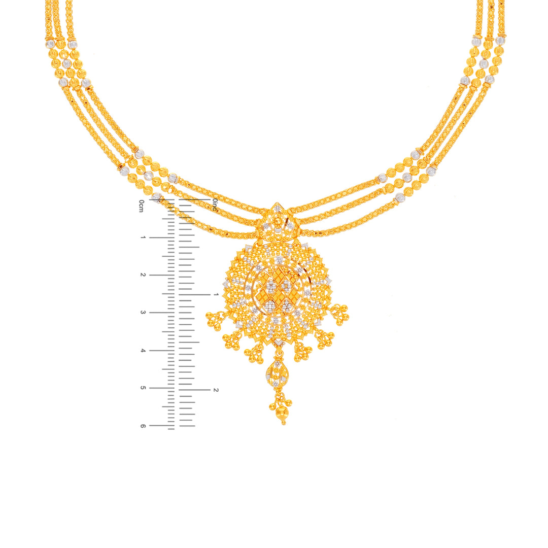Charming Two tone Necklace Set in 22K Gold
