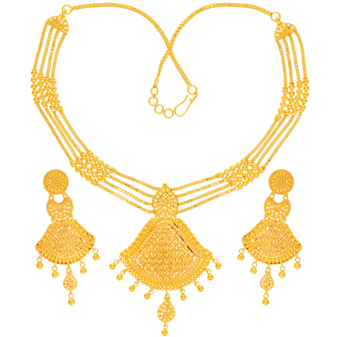 Artistic Necklace Set in 22K Gold