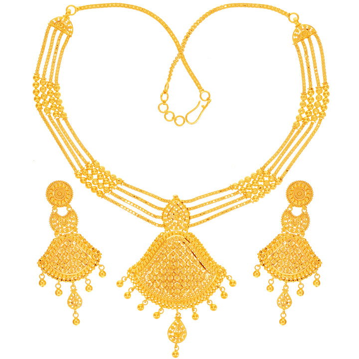Artistic Necklace Set in 22K Gold