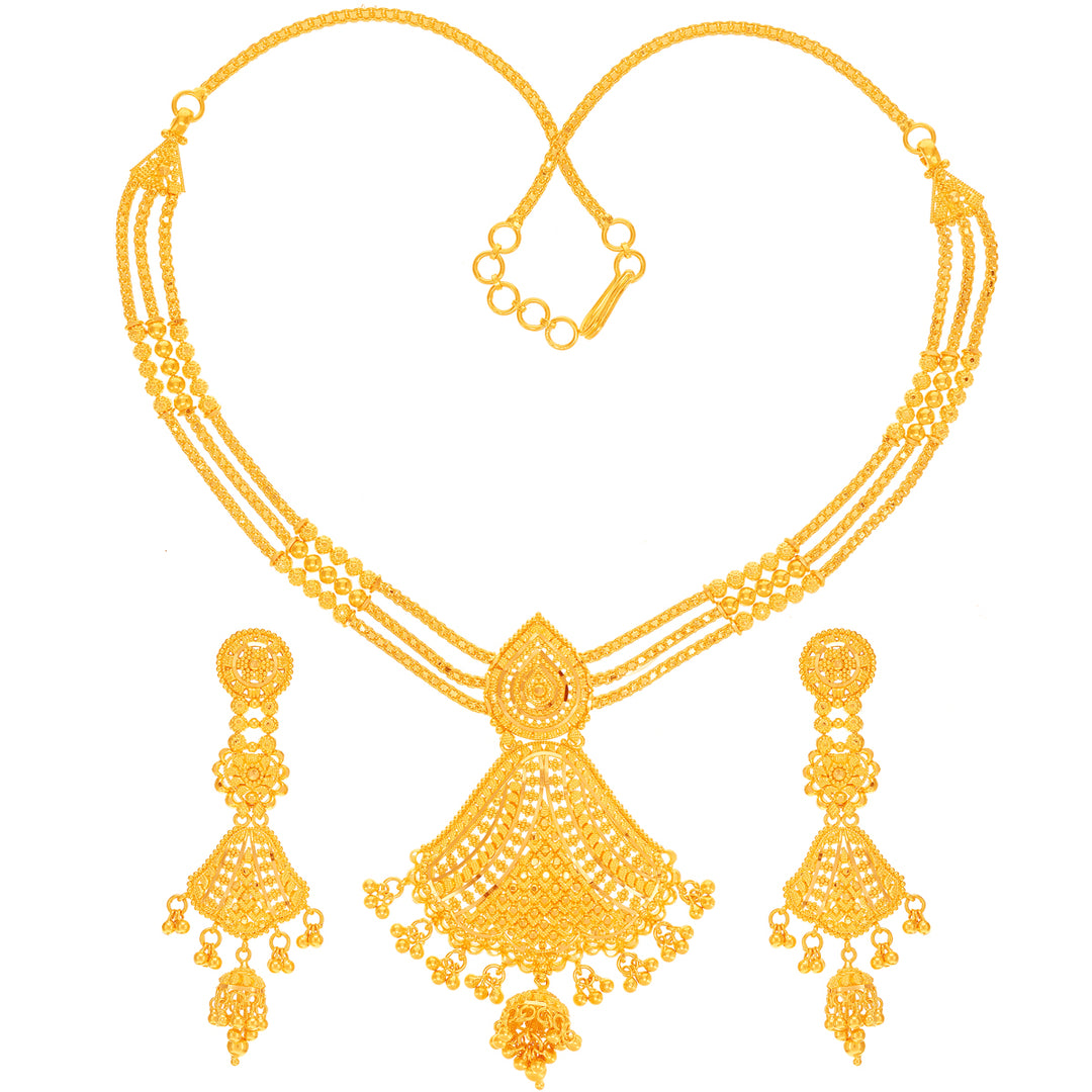 Precious Necklace Set in 22K Gold