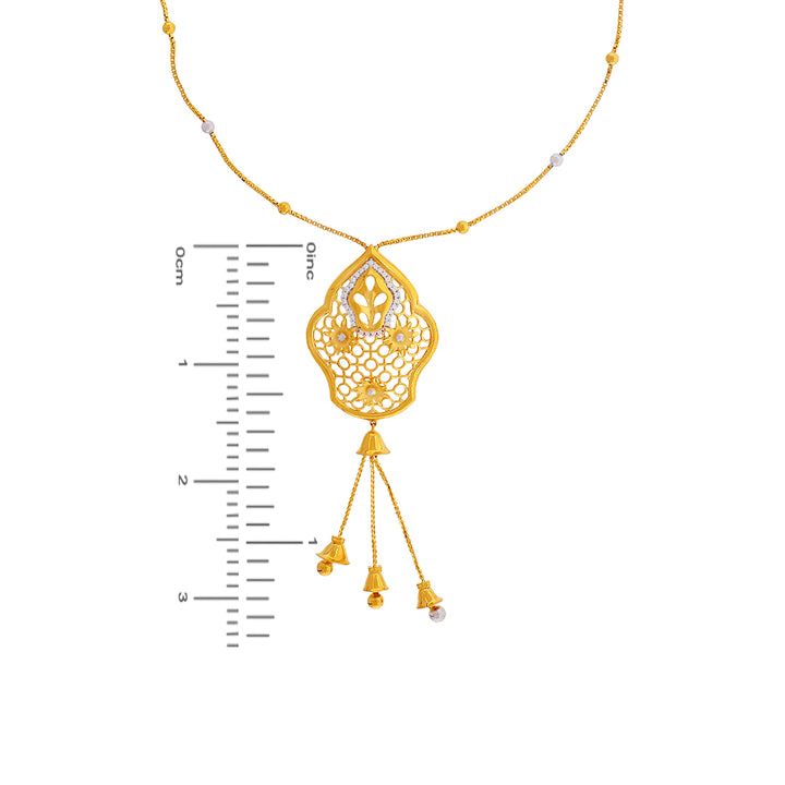 Precious Two tone Necklace Set With CZ in 22K Gold