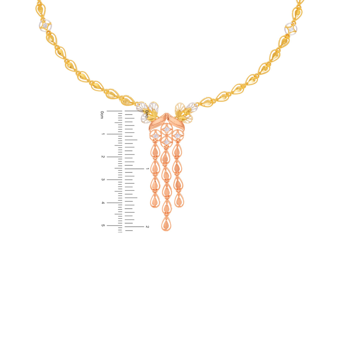 Gorgeous Three tone Necklace Set in 18K Gold