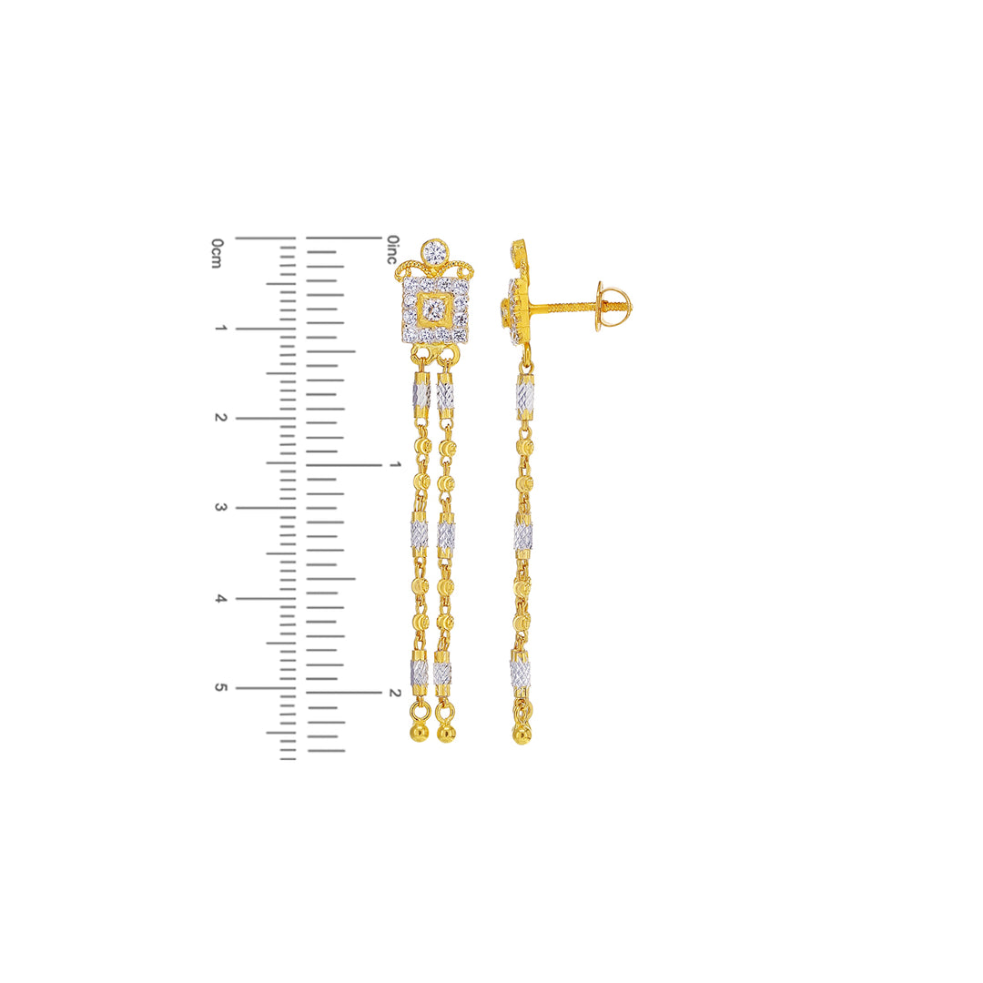 Ravishing Two Tone Two Line Patta Haaram with CZ in 22K Gold