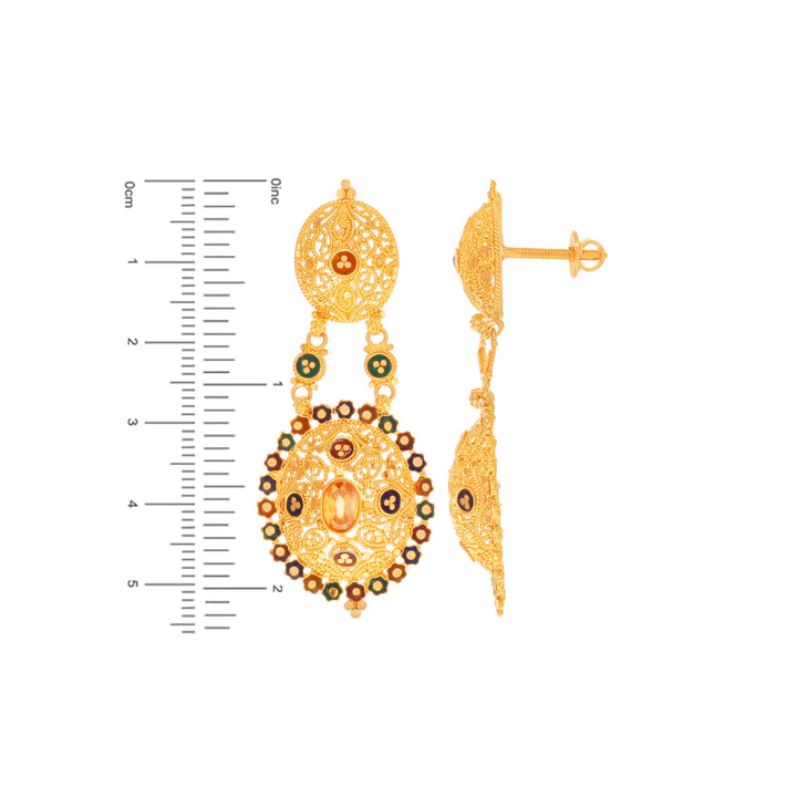 Sophisticated Minakari Necklace Set With Gemstones in 22K Gold