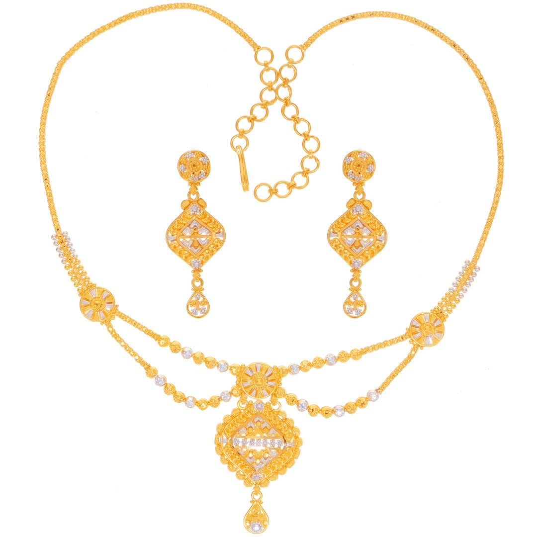 Delightful Two tone Necklace Set in 22K Gold