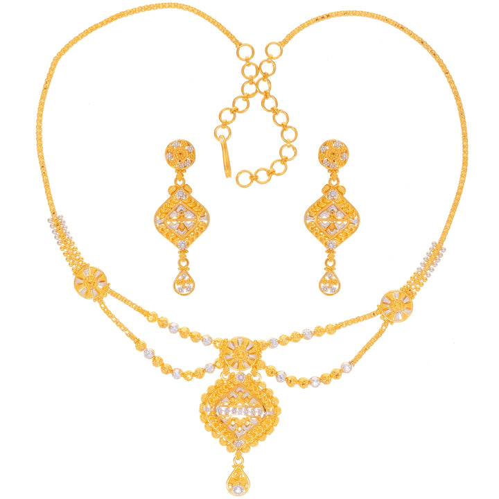 Delightful Two tone Necklace Set in 22K Gold
